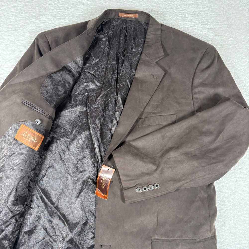 Tasso Elba Essentials Blazer Mens XL Chocolate Brown L/S Faux Suede 38415CL500